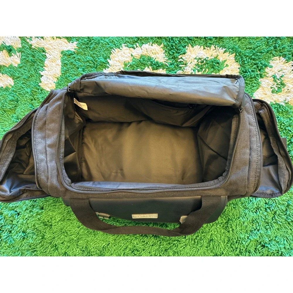 Bella Russo Duffel Bag Unisex Large Black Excellent Canvas Travel Gym Weekender